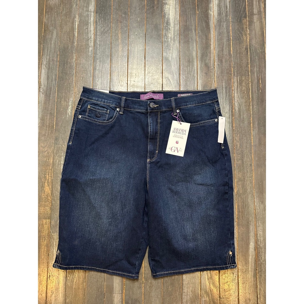 Gloria Vanderbilt Amanda Bermuda Shorts Dark Wash Denim Slimming Panel
